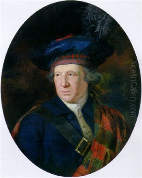 Portrait Of A Gentleman With A Bonnet And A Kerr Tartan Plaid Oil Painting by William Smellie Watson