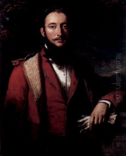 Portrait Of James Miller Wearing A Uniform Oil Painting by William Smellie Watson