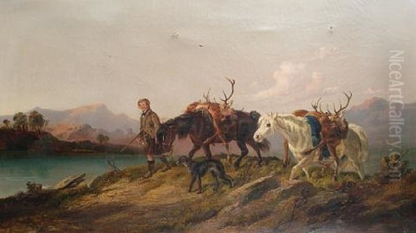 Butteri With Oxen Before A Roman Castle Oil Painting by William Stewart Watson