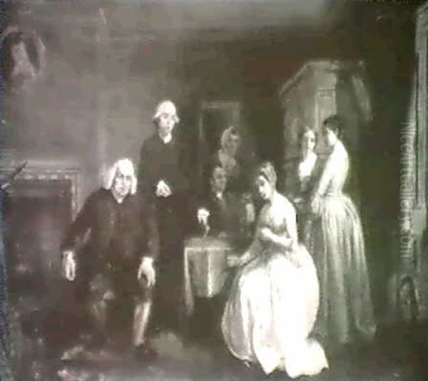 The Meeting Of Dr. Samuel Johnson And James Boswell With    Flora Macdonald During Their Tour To The Hebrides Oil Painting by William Stewart Watson