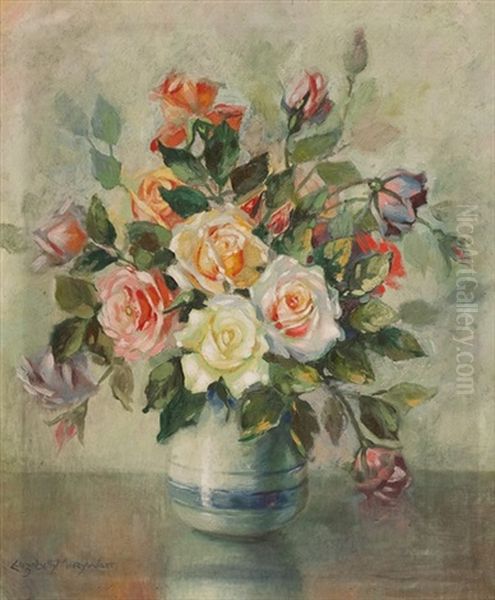 Still Life With Roses Oil Painting by Elizabeth Mary Watt