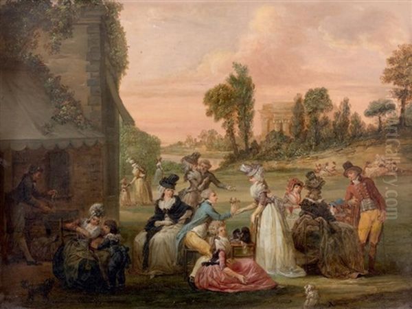 Rejouissances Dans Un Parc Oil Painting by Francois Louis Watteau