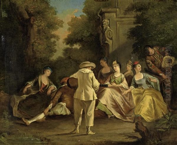 Fete Galante Oil Painting by Francois Louis Watteau