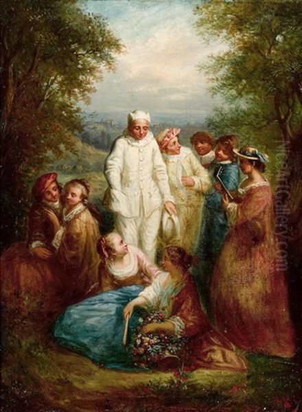 Fete Galante Avec Pierrot by Jean-Antoine Watteau