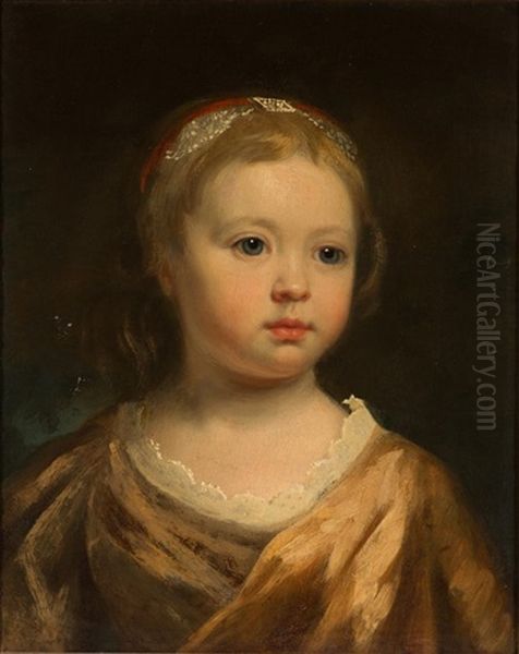 Head Of A Young Girl Oil Painting by Jean-Antoine Watteau