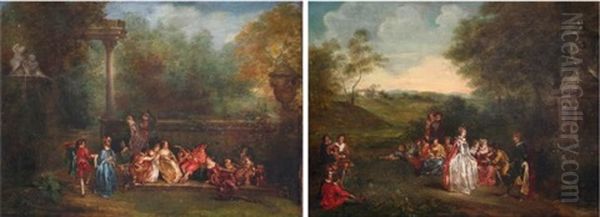 L'assemble Galante And Fetes Venitiennes Oil Painting by Jean-Antoine Watteau