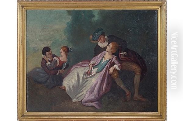 The Lovers Oil Painting by Jean-Antoine Watteau