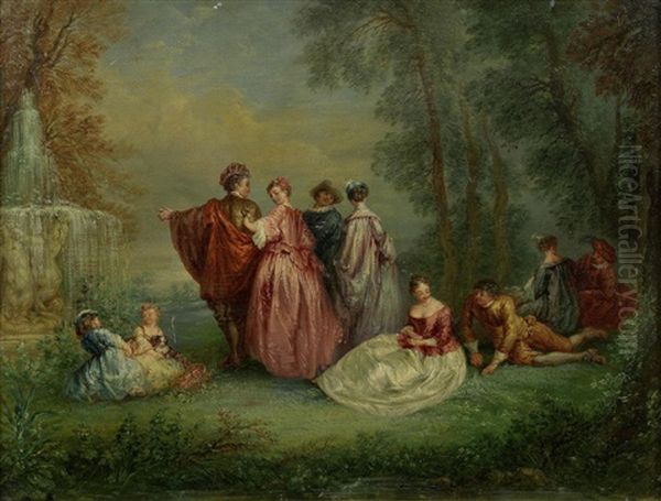 L'amour Paisible Oil Painting by Jean-Antoine Watteau