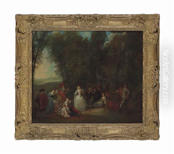 Fete Galante Oil Painting by Jean-Antoine Watteau