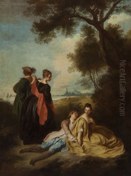 Fete Champetre Oil Painting by Louis Joseph Watteau