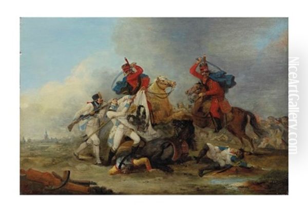 Choc De Cavalerie Oil Painting by Louis Joseph Watteau