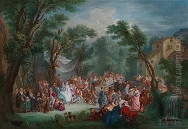 La Signature Du Contrat De La Noce De Village Oil Painting by Louis Joseph Watteau