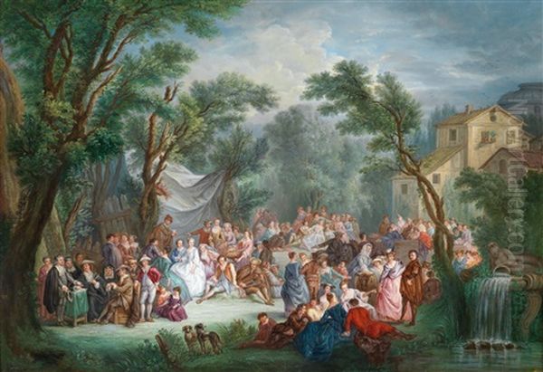 La Signature Du Contrat De La Noce De Village; And La Mariee De Village Oil Painting by Louis Joseph Watteau