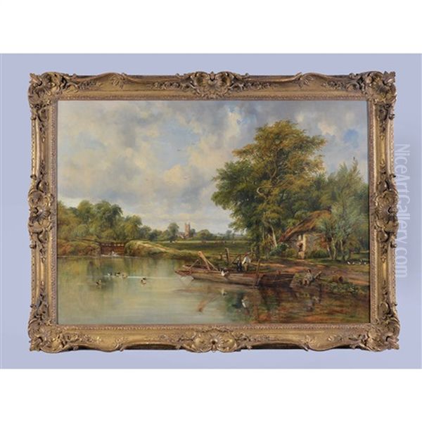 Dedham By The Lock Keeper's Cottage Oil Painting by Frederick Waters Watts