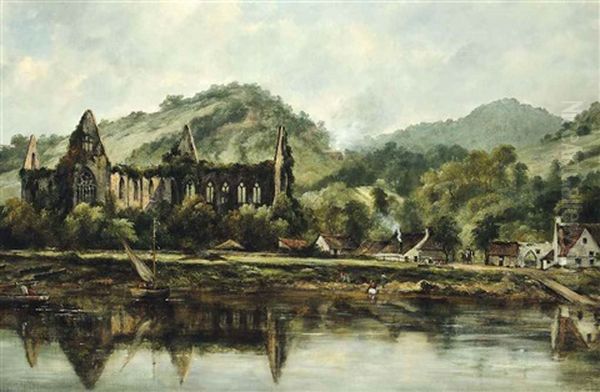 View Of Tintern Abbey On The Wye Oil Painting by Frederick Waters Watts