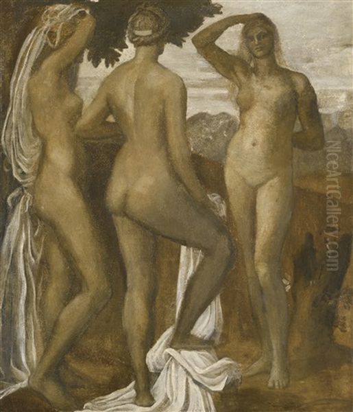 The Three Graces (the Three Goddesses) (the Judgement Of Paris) Oil Painting by George Frederick Watts