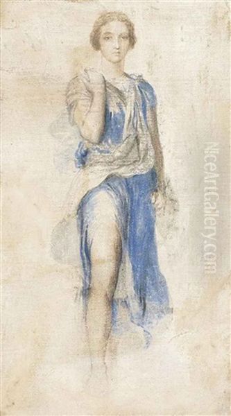 Study For The Figure Of Diana In The Fresco Apollo And Diana Oil Painting by George Frederick Watts