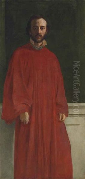 Self-portrait, Three-quarter Length, Wearing A Red Robe Oil Painting by George Frederick Watts