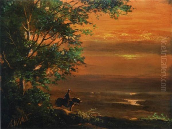 Civil War Sentry At Sunset Oil Painting by Alfred R. Waud