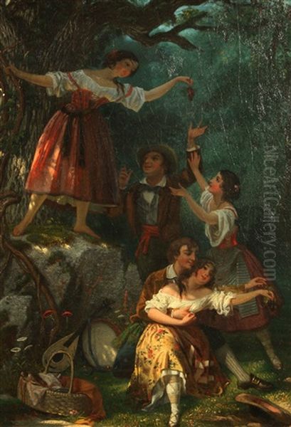 Frolic Scene Oil Painting by Samuel Bell Waugh