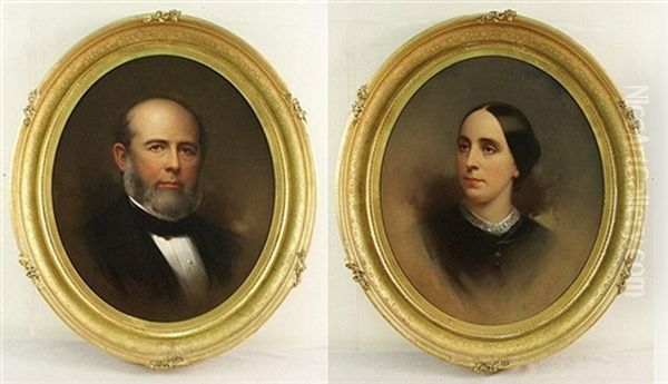 Ancestral Portrait (+another; Pair) Oil Painting by Samuel Bell Waugh