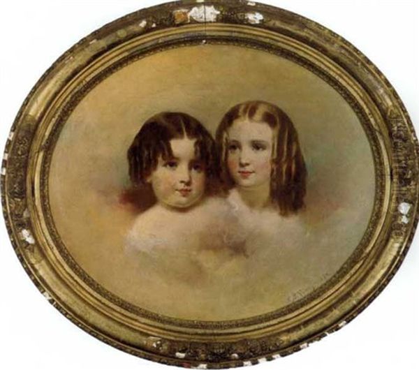 Portrait Of Two Young Girls Oil Painting by Samuel Bell Waugh