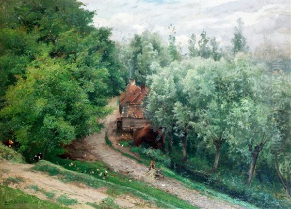 Hoeve 'de Drie Narren' In Weert Oil Painting by Camille Wauters