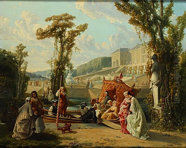 Promenade En Barque Oil Painting by Constant Wauters