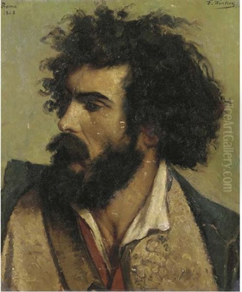 Head Of A Bearded Italian Oil Painting by Emile Wauters