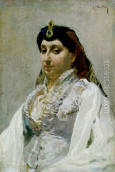 Vrouw In Klederdracht Oil Painting by Emile Wauters