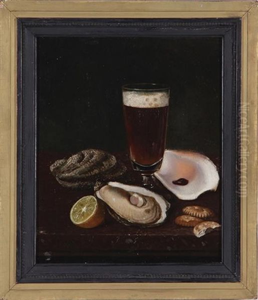 Oyster And Ale Still Life Oil Painting by Andrew John Henry Way