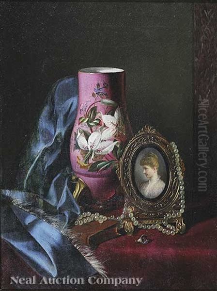 Still Life With Pearls, Portrait And A Vase Oil Painting by Andrew John Henry Way