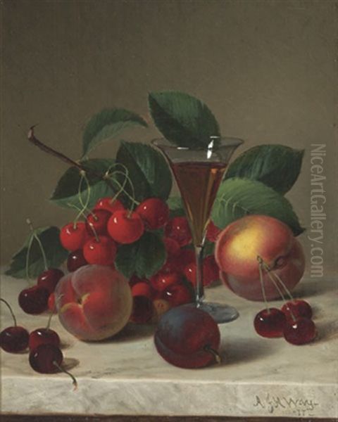 Still Life With Cherries, Peaches And Plums Oil Painting by Andrew John Henry Way