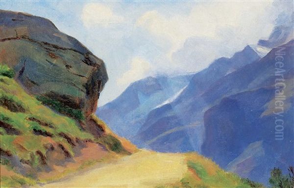 Study Of An Alpine Track Oil Painting by Charles Jones Way