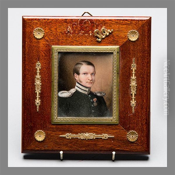 Miniature. Portraying The Russian Officer Johan Ulrik Von Torne Oil Painting by Johan Wilhelm Carl Way