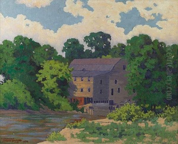 Grist Mill On Spoon River Oil Painting by Hedley Waycott