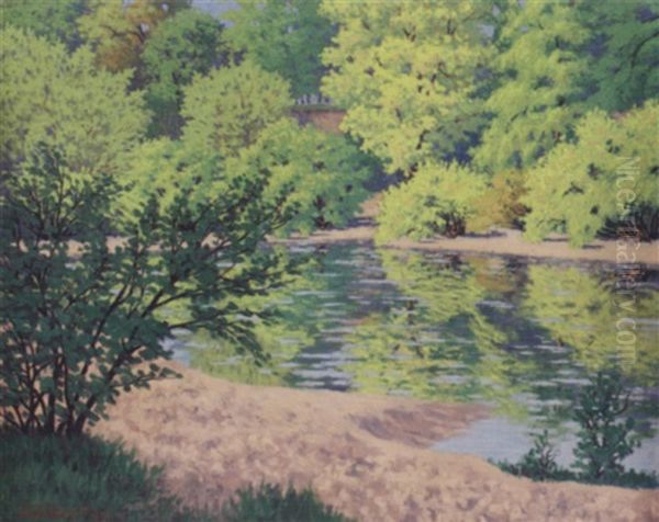 Forest Stream Oil Painting by Hedley Waycott