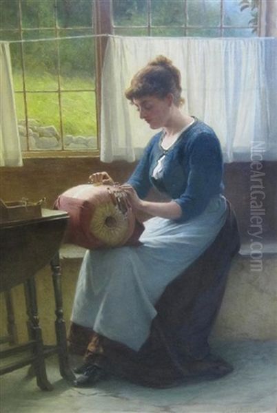 Lace-making Oil Painting by William Harris Weatherhead