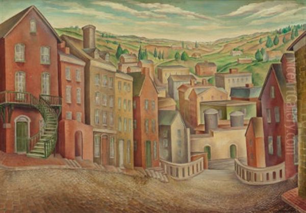 Ellicott City, Maryland, 1930 Oil Painting by Beulah Barnes Weaver