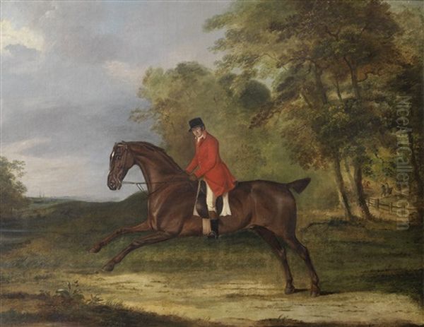 A Gentleman On A Bay Hunter Oil Painting by Thomas Weaver