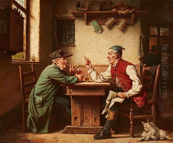 Tavern Scene Oil Painting by Charles Meer Webb