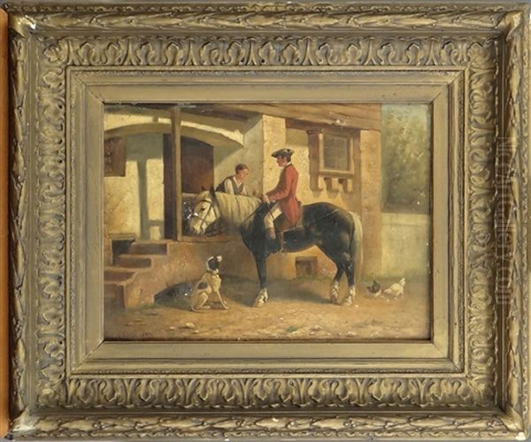 Scene Galante A Cheval Oil Painting by Charles Meer Webb