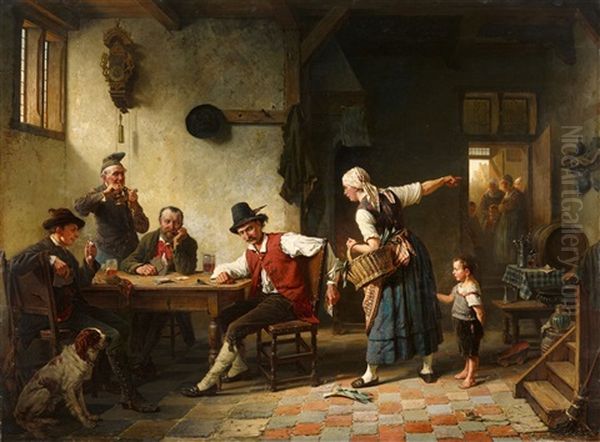 Die Kartenspieler Oil Painting by Charles Meer Webb