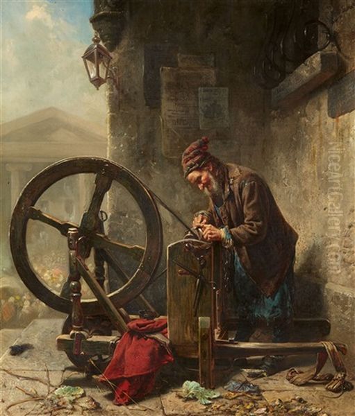 The Scissor Grinder Oil Painting by Charles Meer Webb