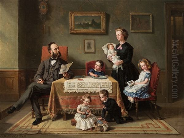 Family Portrait Oil Painting by Charles Meer Webb