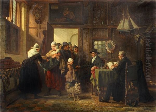 Distributing Bread And Alms Oil Painting by Charles Meer Webb