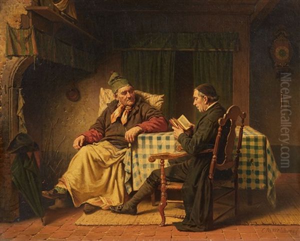 The Pastor's Visit Oil Painting by Charles Meer Webb