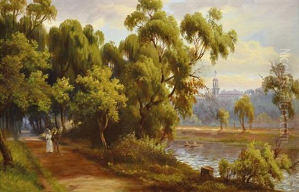 On The Yarra River Near The Botanic Gardens by George Alfred John Webb