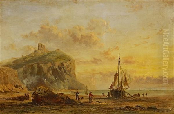 Kuste Vor Dover Oil Painting by James Webb