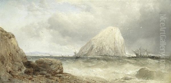 Bass Rock Oil Painting by James Webb